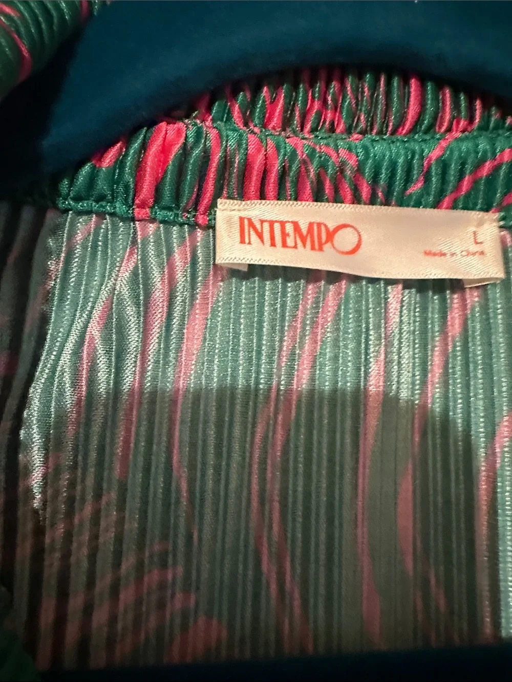 Green and Pink Patterned Button-Up Top and Pants Set